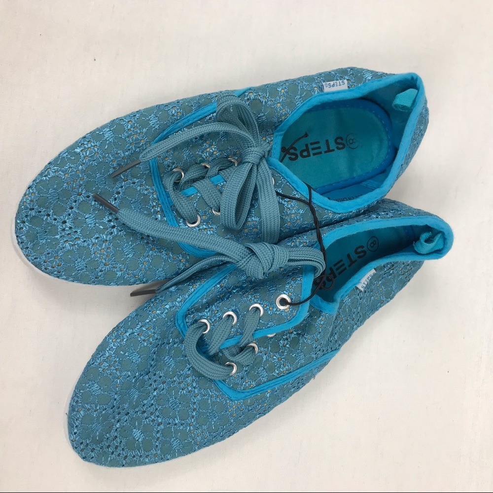 NEW Steps Blue Lace Sneakers Sz 8